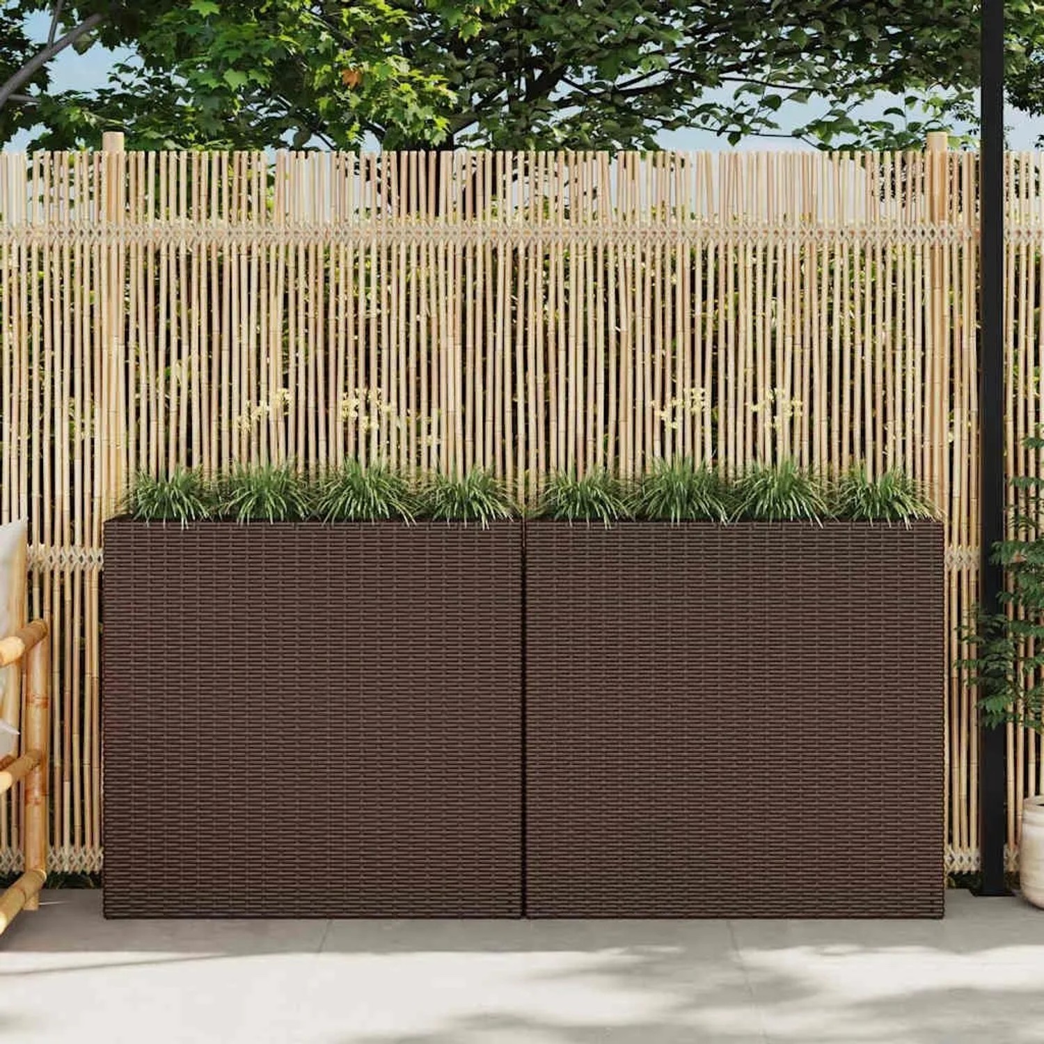 Furnicato Garten-hochbeet Mit 4 Töpfen 2 Stk Poly Rattan Braun
