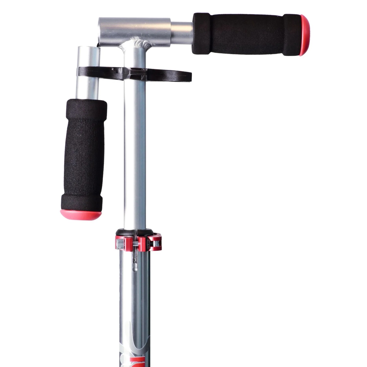 Detailaufnahme des Lenkers vom roten Muuwmi Aluminium Scooter Tretroller.