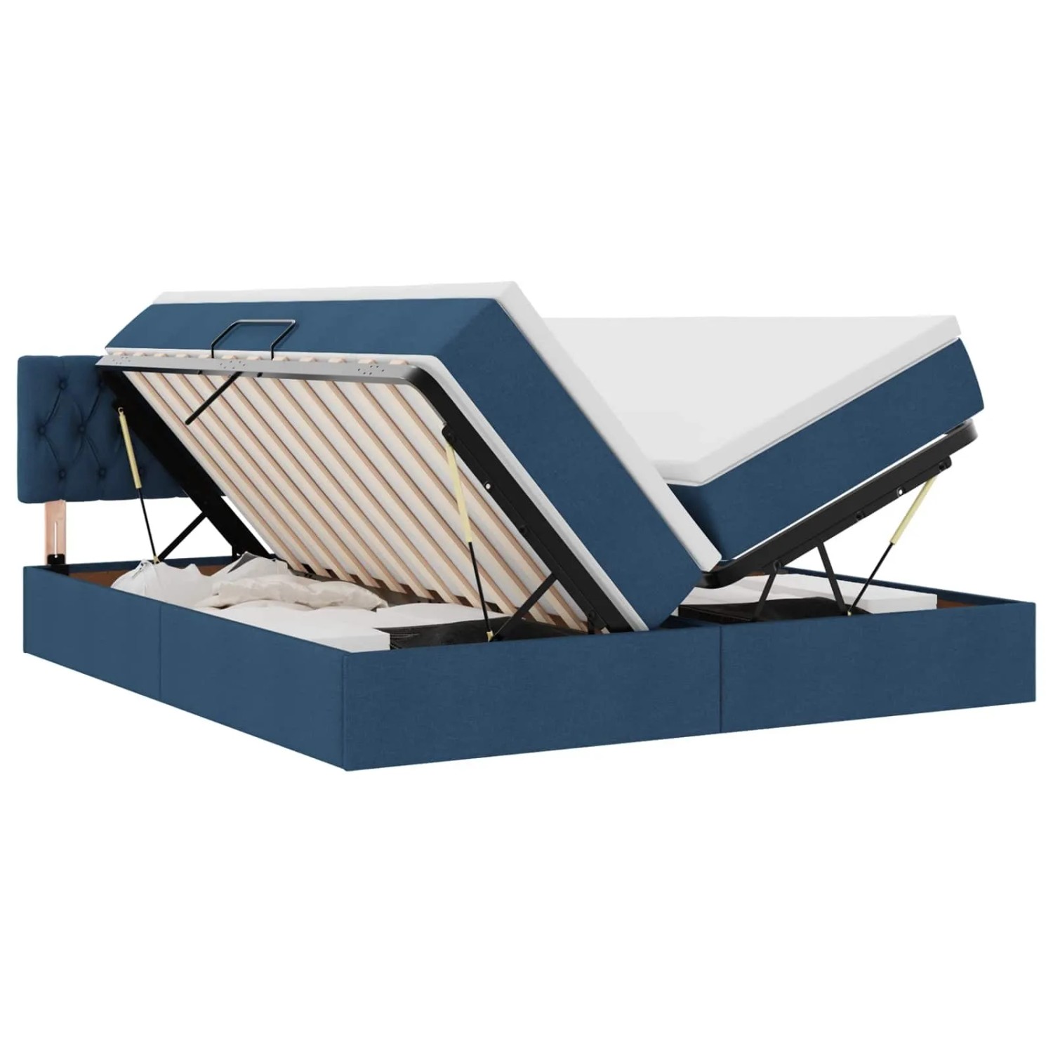 vidaXL Aufbewahrungsbett mit Matratze Blau 200 x 200 cm Kunstleder 3370948