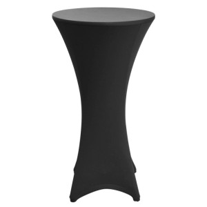 Schwarze Stretch Stehtischhusse für Bistrotische ø60-65cm. Elegantes Design, optimale Passform, bügelfrei.