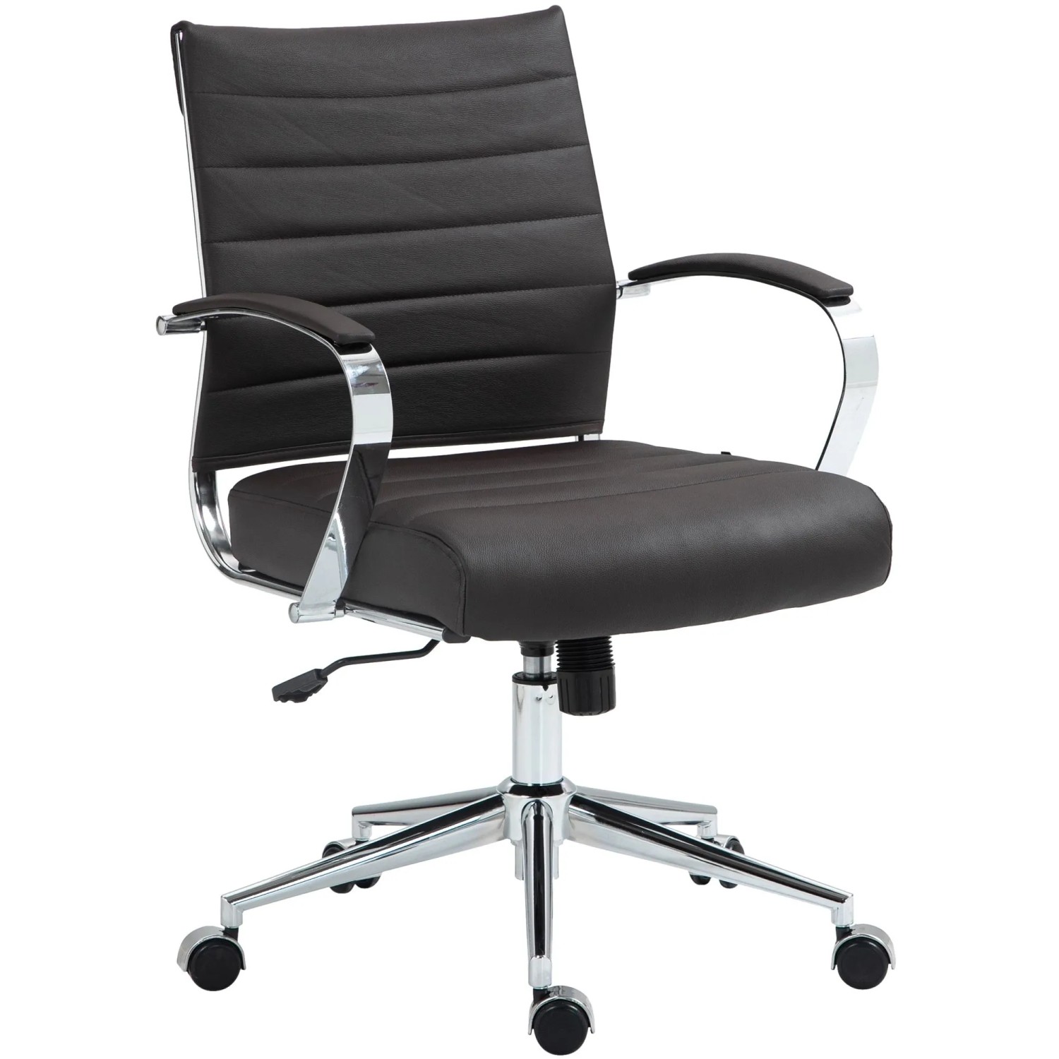 DELUKE Bürostuhl Ergonomisch EVOK Schreibtischstuhl Echtleder Höhenverstellbarer Drehstuhl Computerstuhl 130 Kg Schwarz