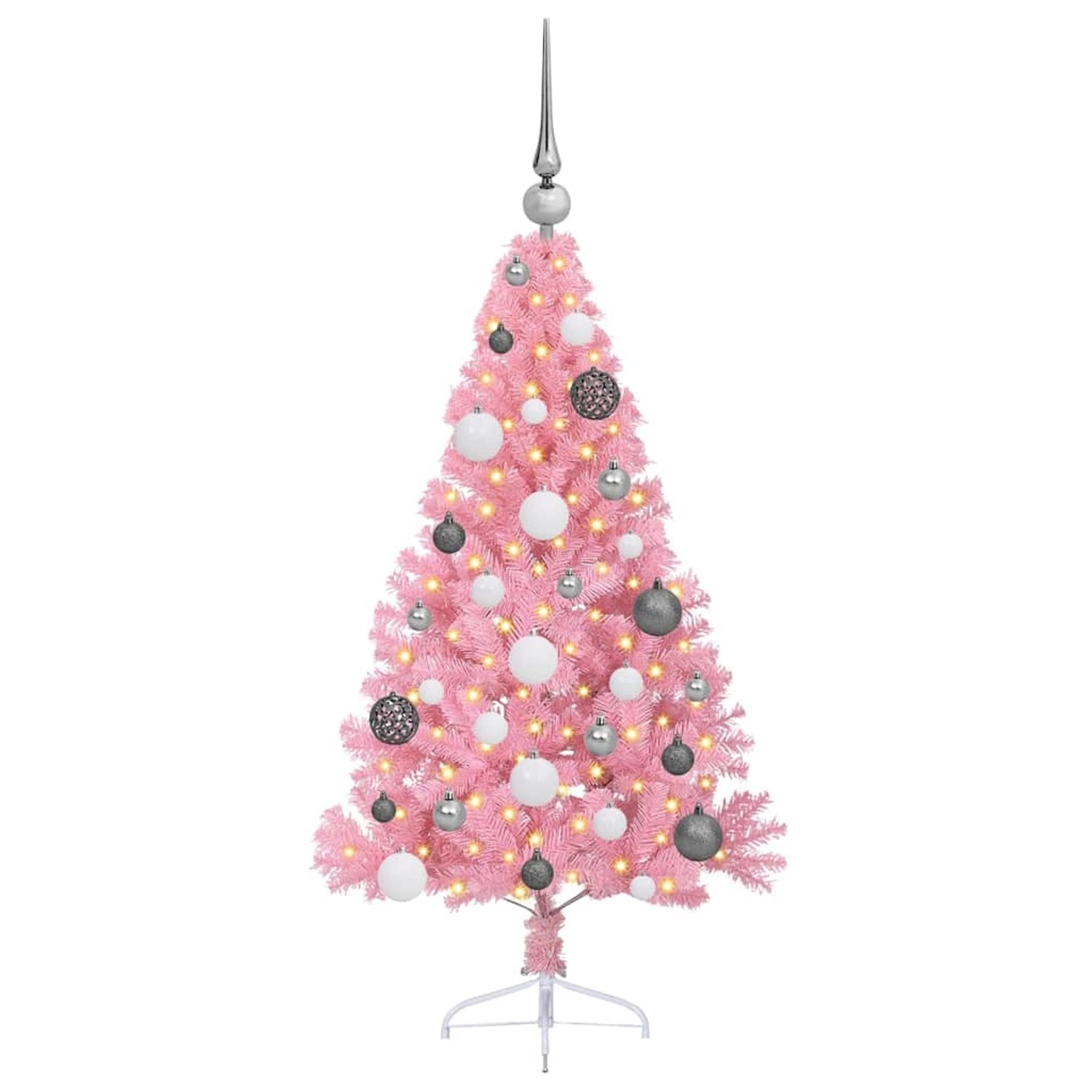 vidaXL Künstlicher Vorbeleuchteter Weihnachtsbaum Rosa 120 cm PVC 3397049