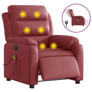 vidaXL Massagesessel Elektrisch Weinrot Kunstleder 3205039