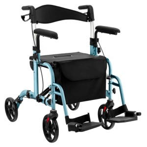 Costway Rollator Faltbar & Leicht Gehhilfe 6-Fach Höhenverstellbar Blau