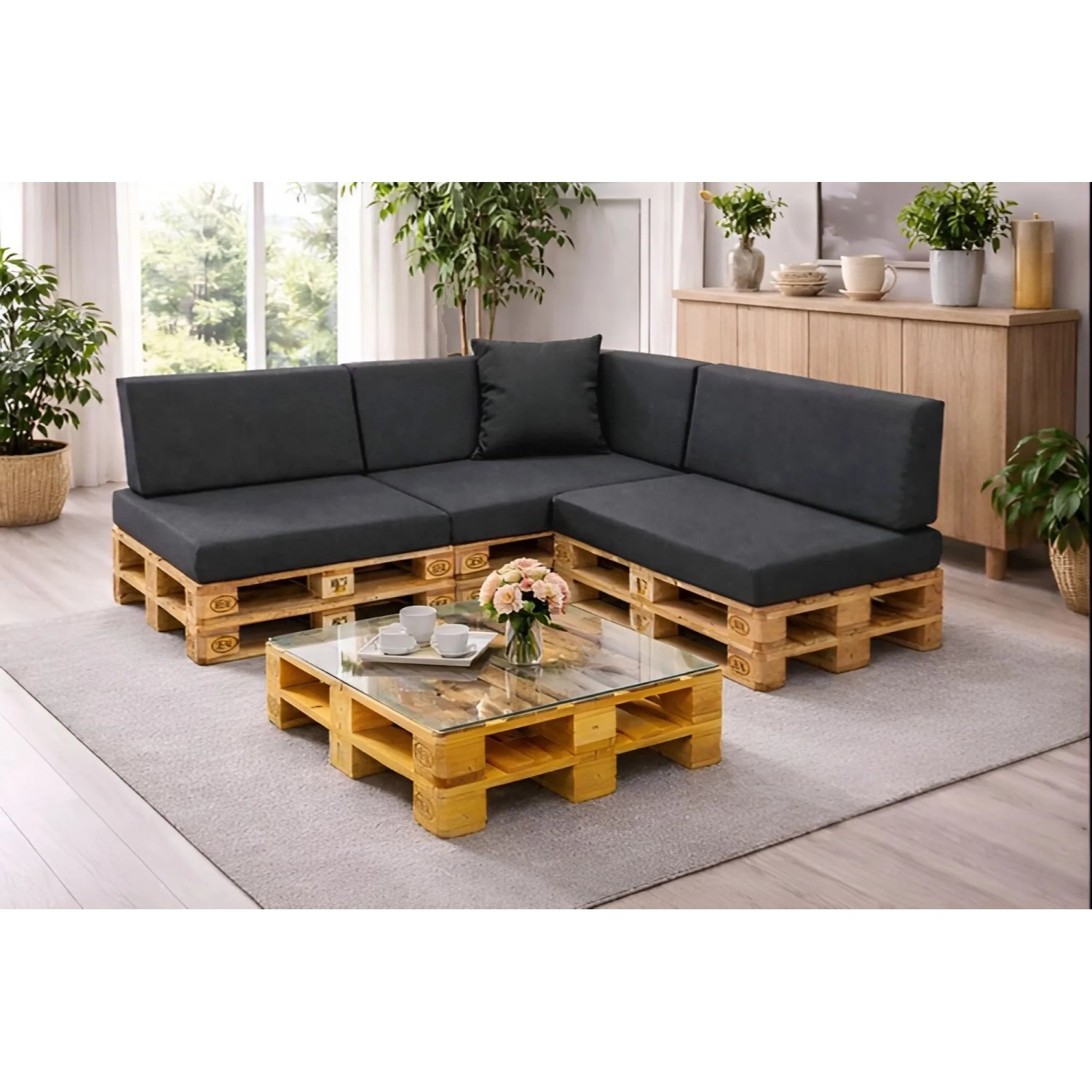 Setgarden Large Palettenkissen 8er Set Outdoor 120x60x10cm Sitzkissen + Rückenkissen 120x40x10cm 1tlg Anthrazit kaufen bei OBI
