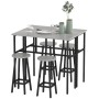 HOMCOM Bistrotisch-Set mit 2 Tischen und 4 Hockern, grau-schwarz, aus Holz und Stahl.