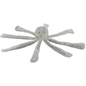 Graues Jollypaw Oktopus Hundespielzeug aus Plüsch mit Raschelfolie, 32 cm.