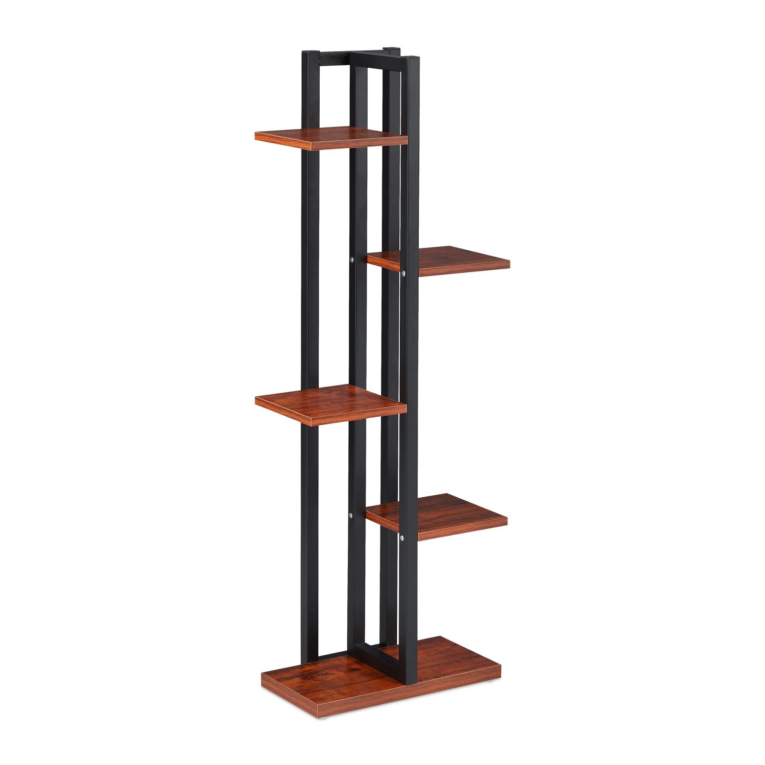 Relaxdays Pflanzenregal Stahl MDF Dunkelbraun 5 Ablagen 117 cm x 43 cm x 22 cm 6,4 kg