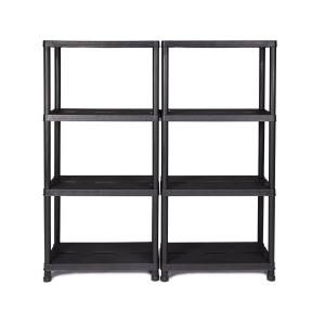 Ondis24 Kunststoffregal Doppelpack, 4 Böden, Steckregal für Wandmontage, 60x30 cm.