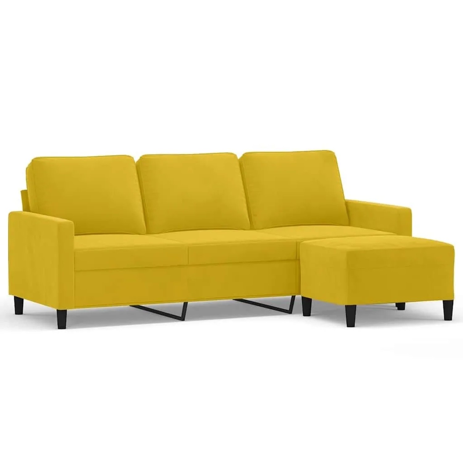 vidaXL 3-Sitzer-Sofa mit Hocker Gelb 180 cm Samt 3201061 günstig online kaufen