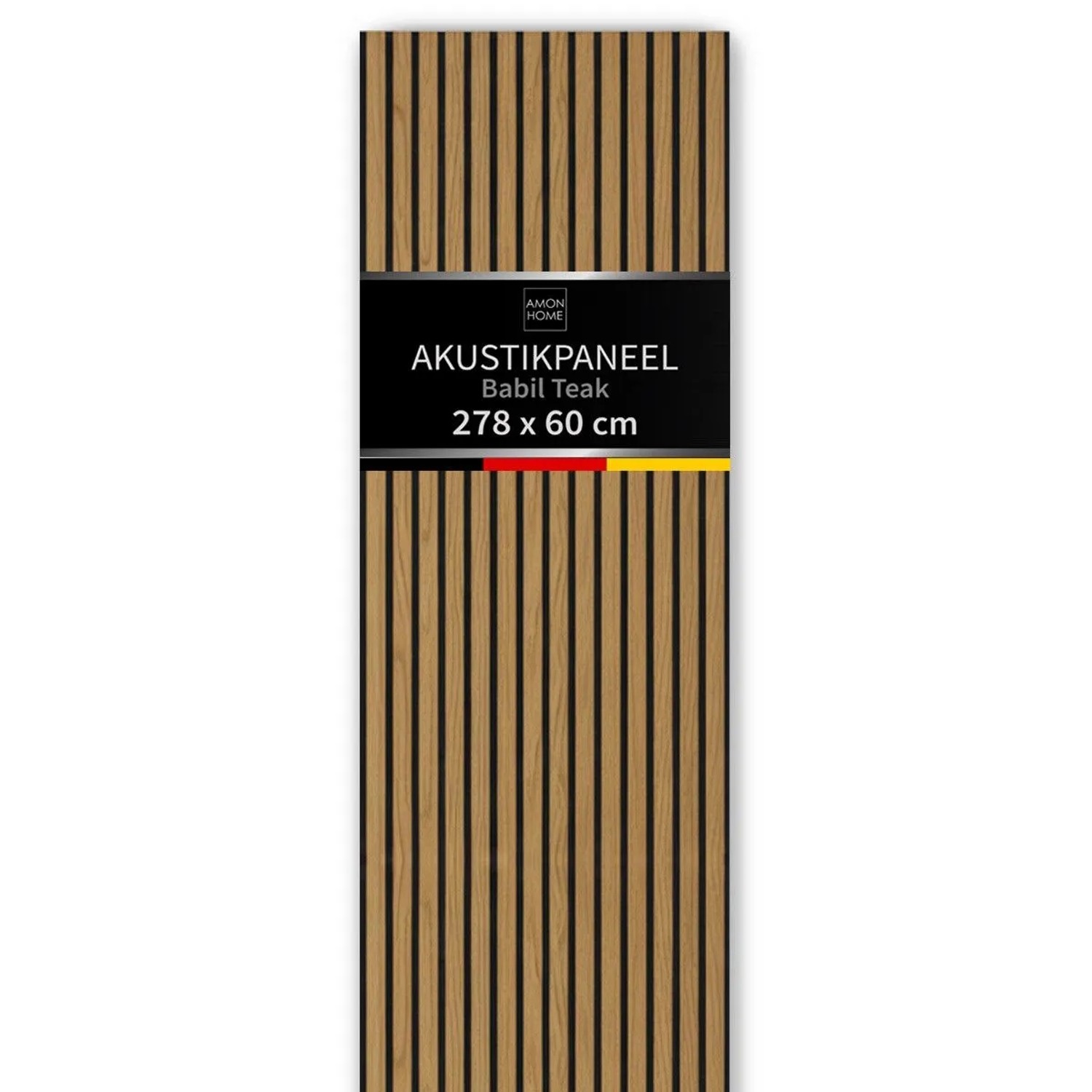Aluverbund24 Akustik-Wandpaneel Slim 278x60cm Teak Babil Holz Akustikpaneele Wandverkleidung Helle Holzlamellen Wand