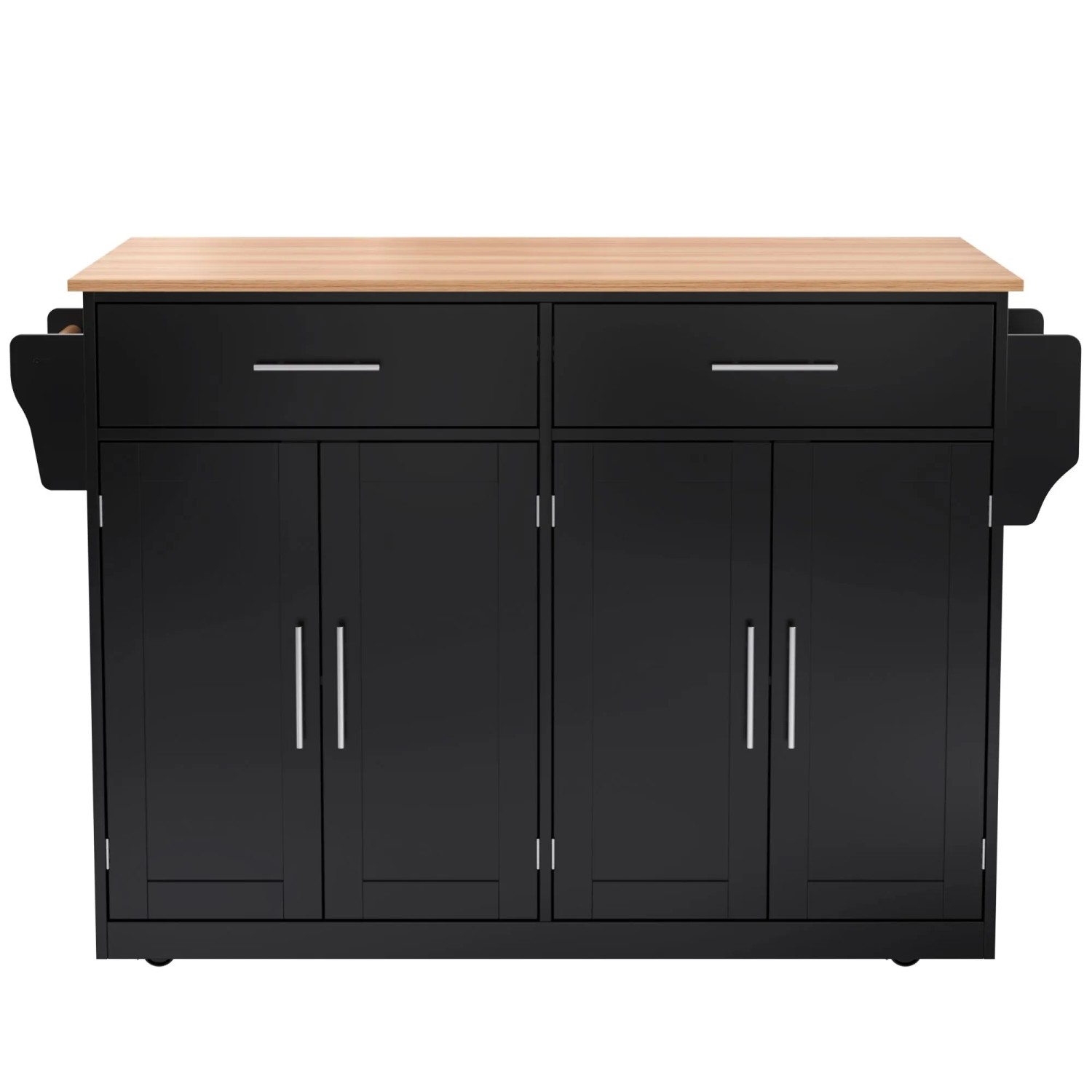 okwish Servierwagen mit Klappbarer Tischplatte Rollen Küche Esszimmer 120x46x91cm Schwarz