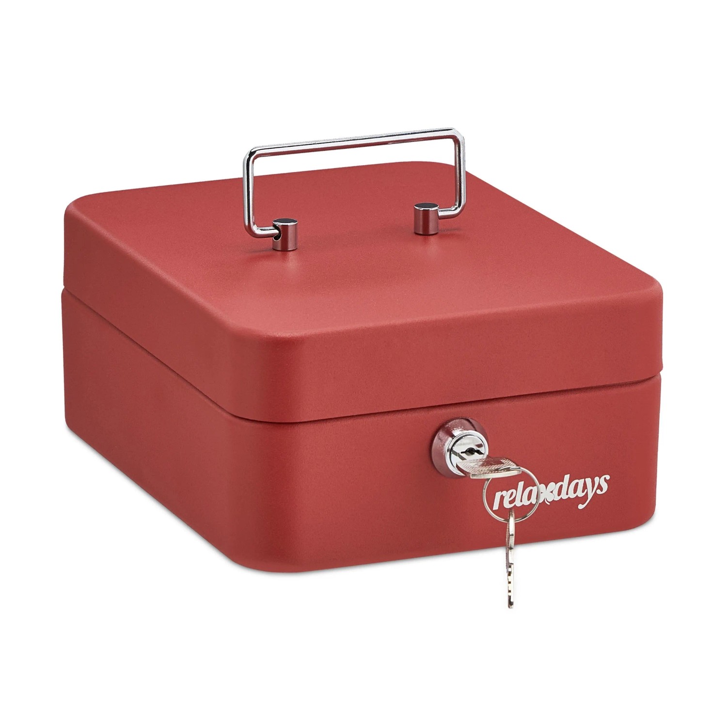 Relaxdays Geldkassette Stahl Kunststoff Rot Abschließbar mit Münzzählbrett 8,5 cm x 16 cm x 20 cm 780 g