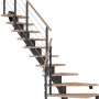 Dolle Mittelholmtreppe Hamburg, Buche Anthrazit, 1/4 gewendelt, mit Geländer.