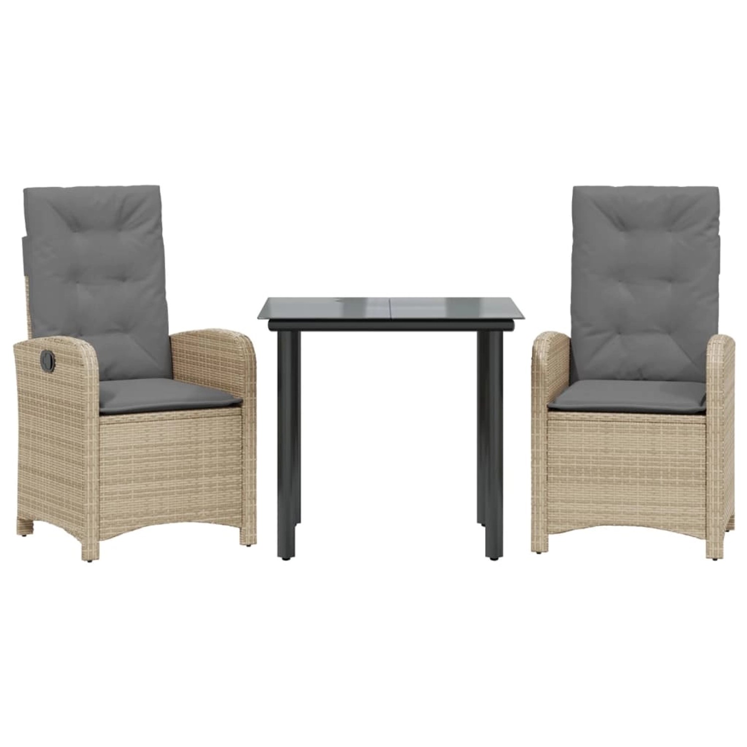 vidaXL 3-Tlg Garten-Essgruppe mit Kissen Beigemischung Poly Rattan 3212400 günstig online kaufen