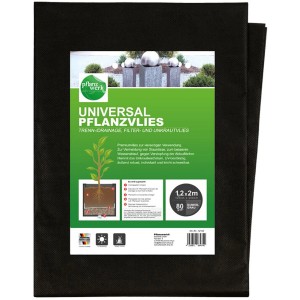 Pflanzwerk Universal Pflanzvlies, 120x200cm, 80g/m², Unkrautvlies, Drainagevlies, schwarz.