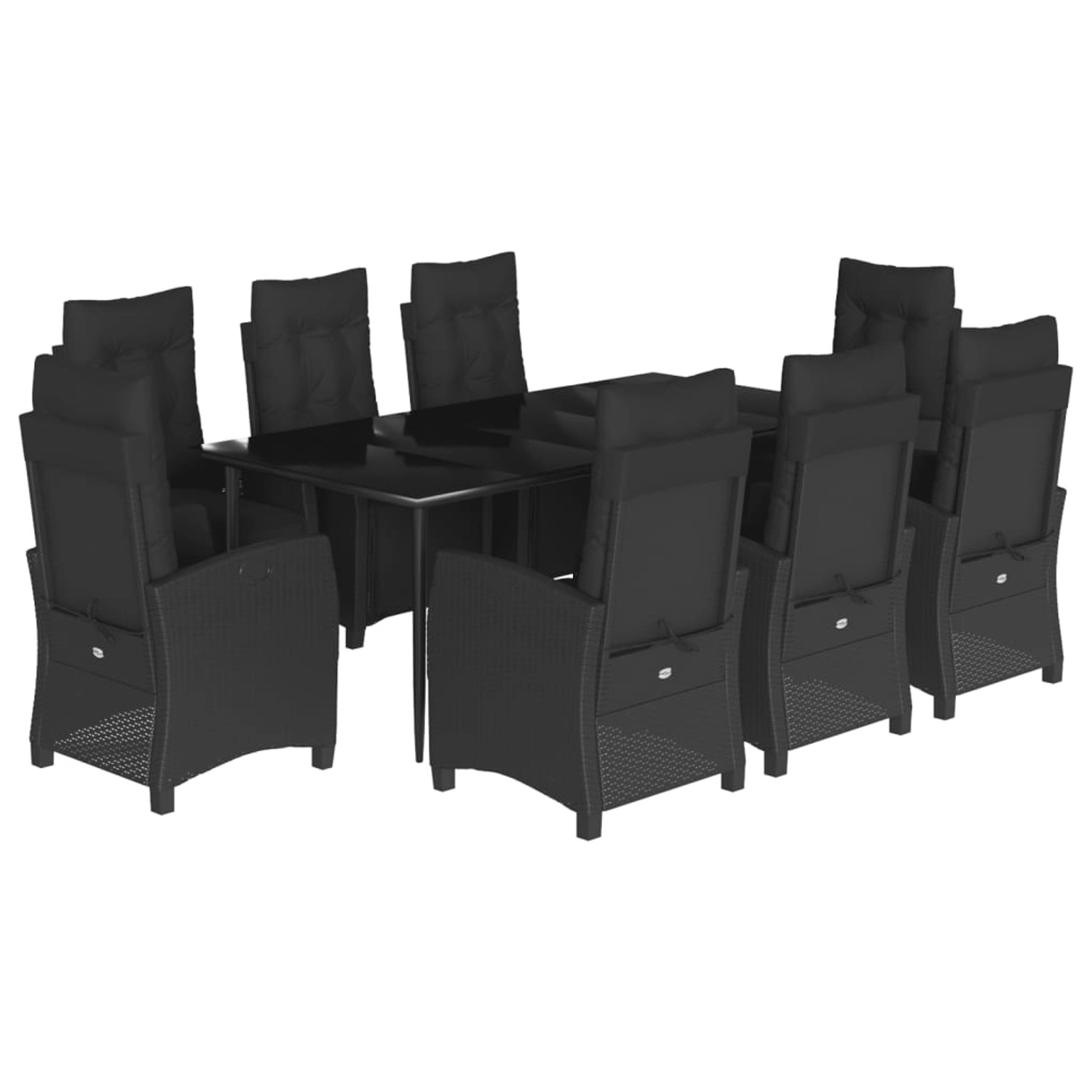 vidaXL 9-Tlg Garten-Essgruppe mit Kissen Schwarz Poly Rattan 3212966 günstig online kaufen