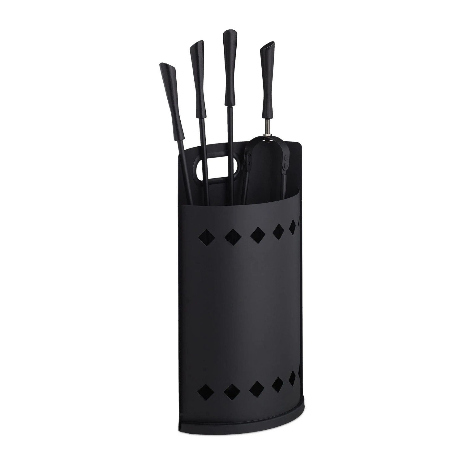 Relaxdays Kaminbesteck Stahl Schwarz mit Eimer 44 cm x 25,5 cm x 15 cm 4 kg