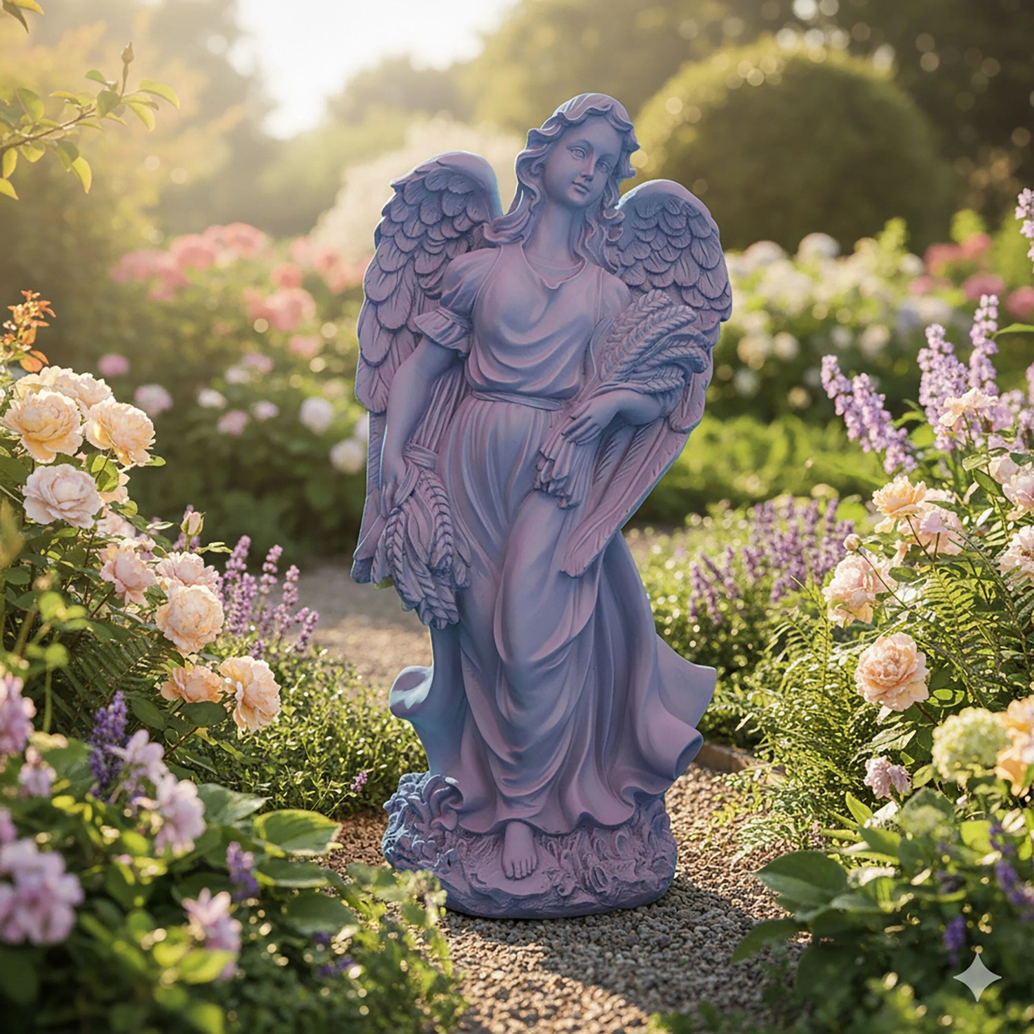 Relaxdays Grabengel Polyresin Grau Wetterfest Frostfest 46,5 cm x 23 cm x 14 cm_2