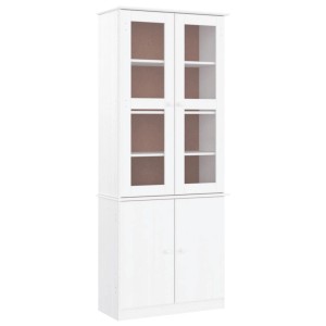 Weiße vidaXL Vitrine ALTA aus Kiefernholz mit Glas, 77x35x186,5 cm. Ideal zur Aufbewahrung und Präsentation.