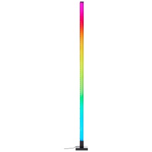 Schwarze LED-Design-Stehlampe Neele mit RGB + CCT Farbwechsel, 12,5 cm Durchmesser.