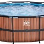 EXIT Wood Pool, braun, Ø450x122cm mit Filterpumpe und Leiter.