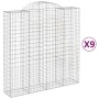9er Set vidaXL Gabionen mit Hochbogen, 200x50x220cm, aus verzinktem Eisen für Hochbeete.