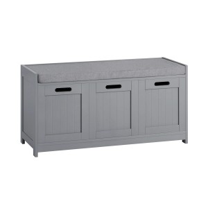 SoBuy Sitzkommode Sitzbank mit Stauraum Schuhbank MDF Grau FSR80-SG