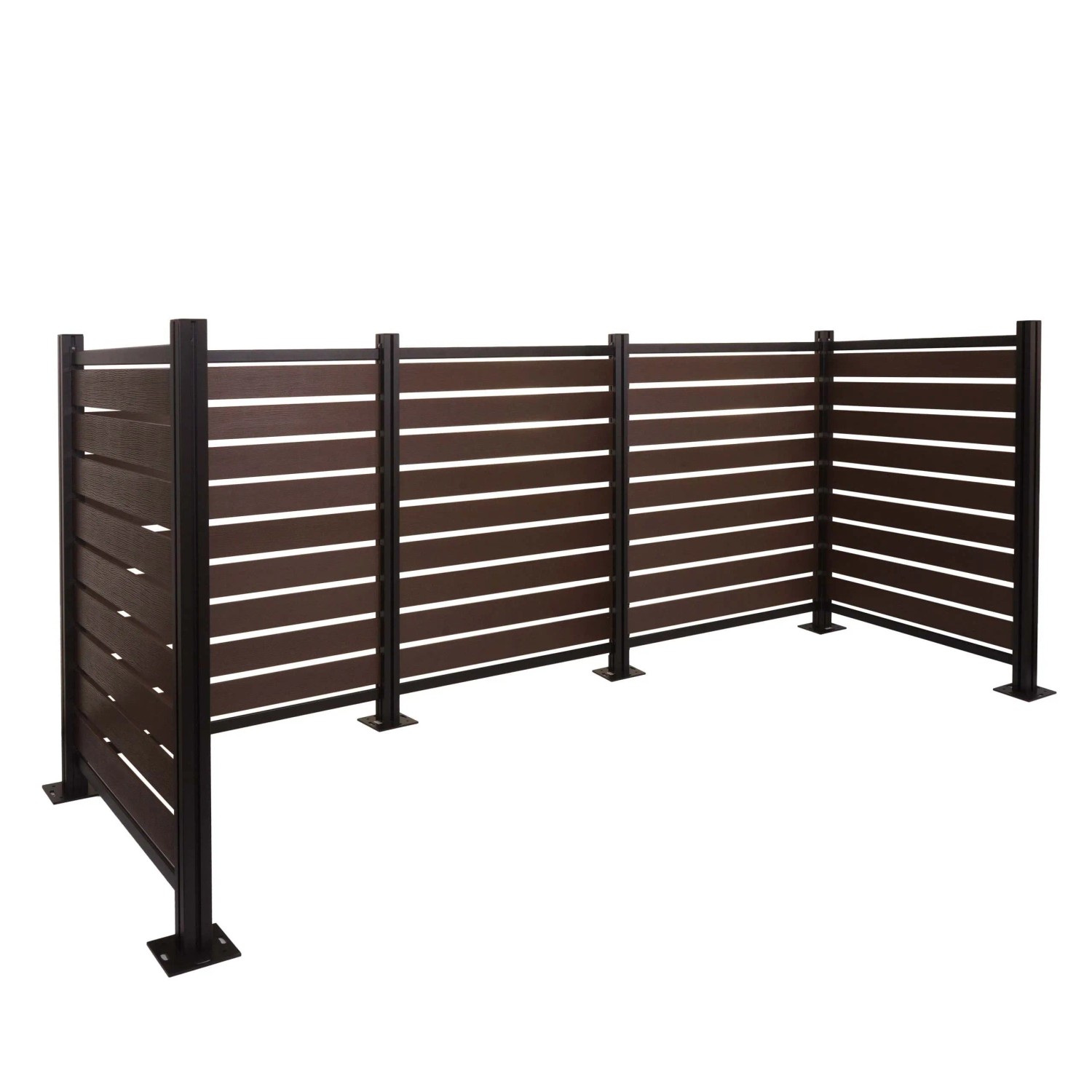 PROREGAL Alu Mülltonnen-Zaun HxBxT 130x300x110cm Mülltonnenverkleidung Braun Holzoptik Erweiterbar
