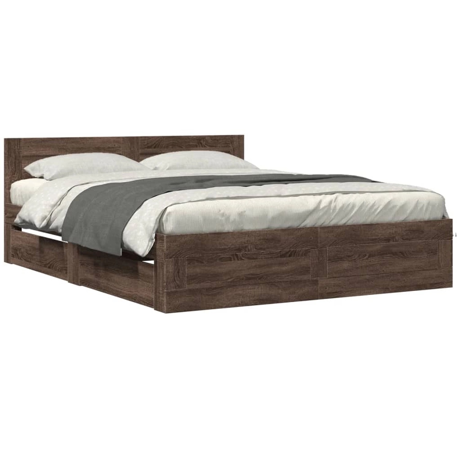 vidaXL Bettgestell mit Kopfteil Braun Eichen-Optik 160x200 cm2108050 günstig online kaufen