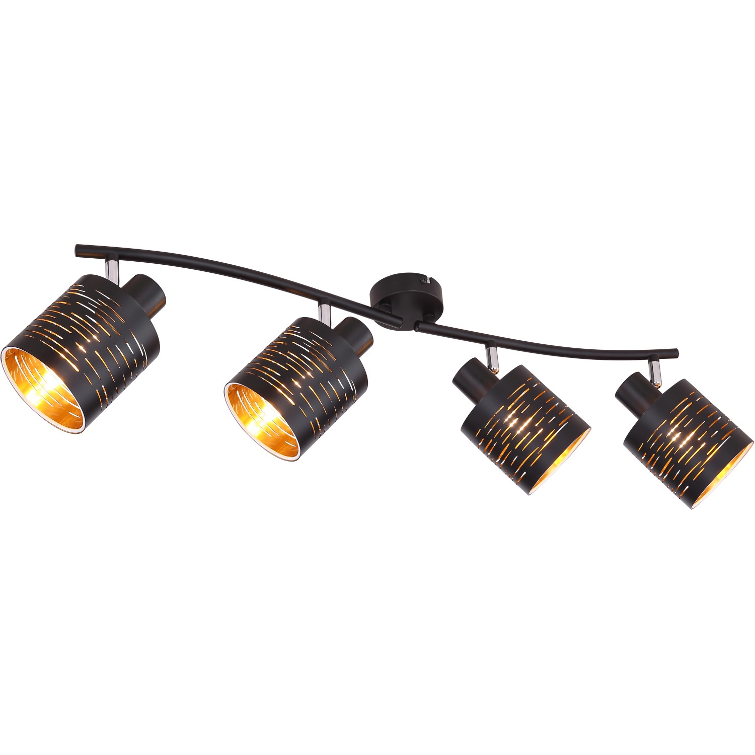 Schwarzer Globo LED-Strahler Tunno mit goldener Innenseite, 4-flammig.