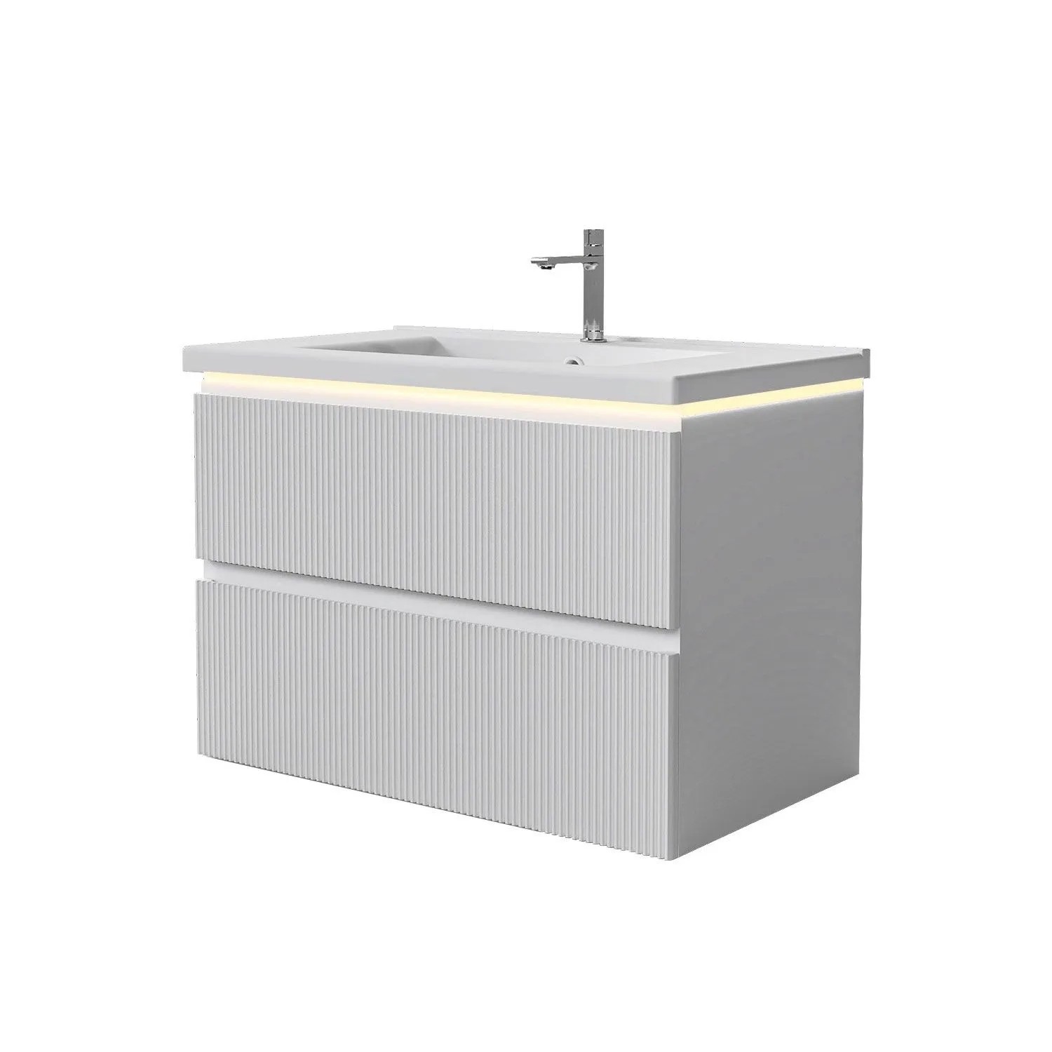 Duschspa Badmöbel-Set mit LED Beleuchtung SILO 80 cm Keramik Waschbecken mit Unterschrank