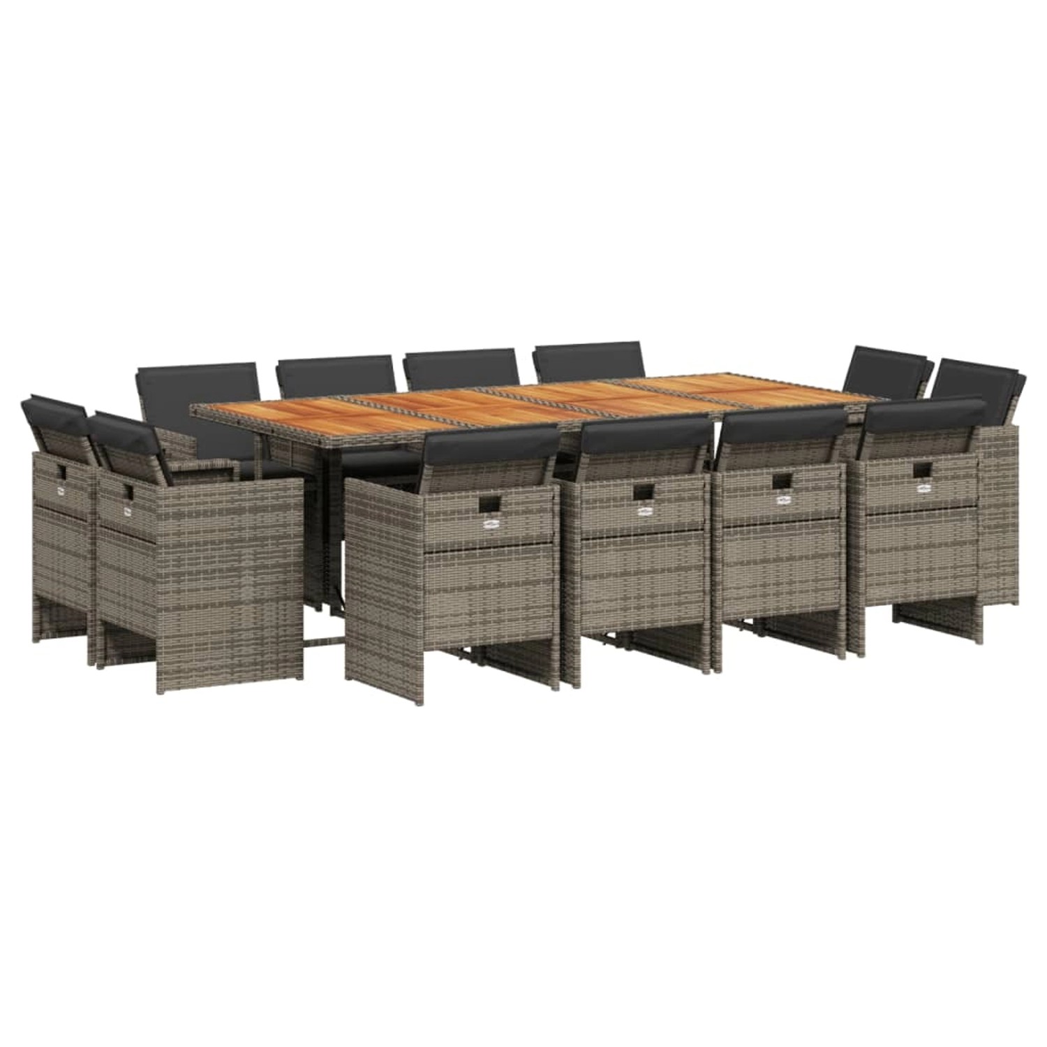 vidaXL 13-Tlg Garten-Essgruppe mit Kissen Grau Poly Rattan 3210686 günstig online kaufen