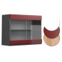 Vicco Küchenglasschrank R-Line, rot/anthrazit, 80 cm, Glashängeschrank für die Küche.