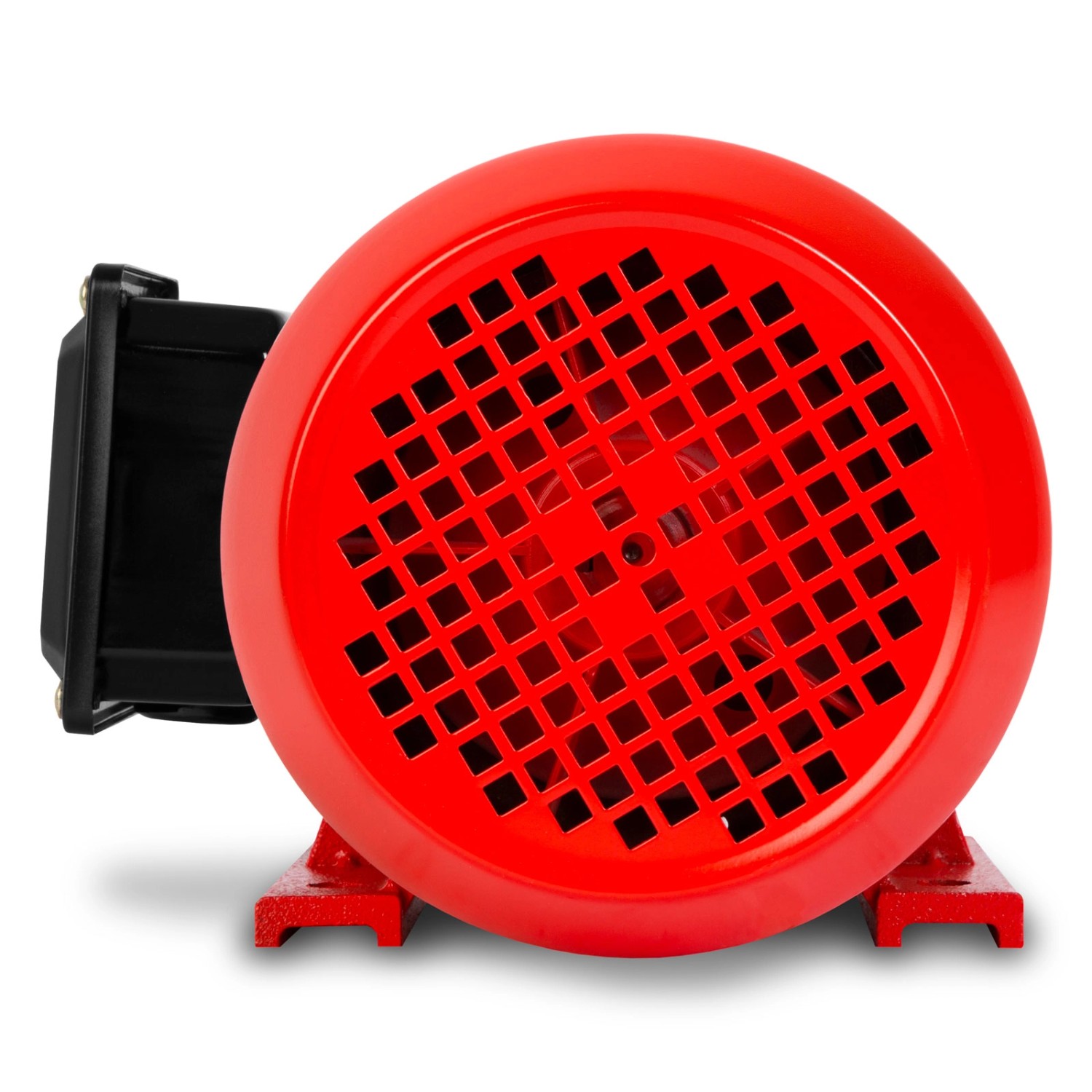 EBERTH Elektromotor 400V, 1,5kW, rotes Gehäuse mit Kühlrippen und schwarzem Anschlusskasten.