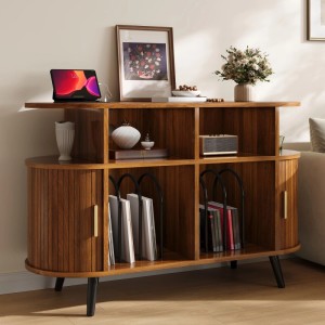 Merax HiFi Schrank Sideboard mit Schiebetür Ladestation Kabeldurchlass
