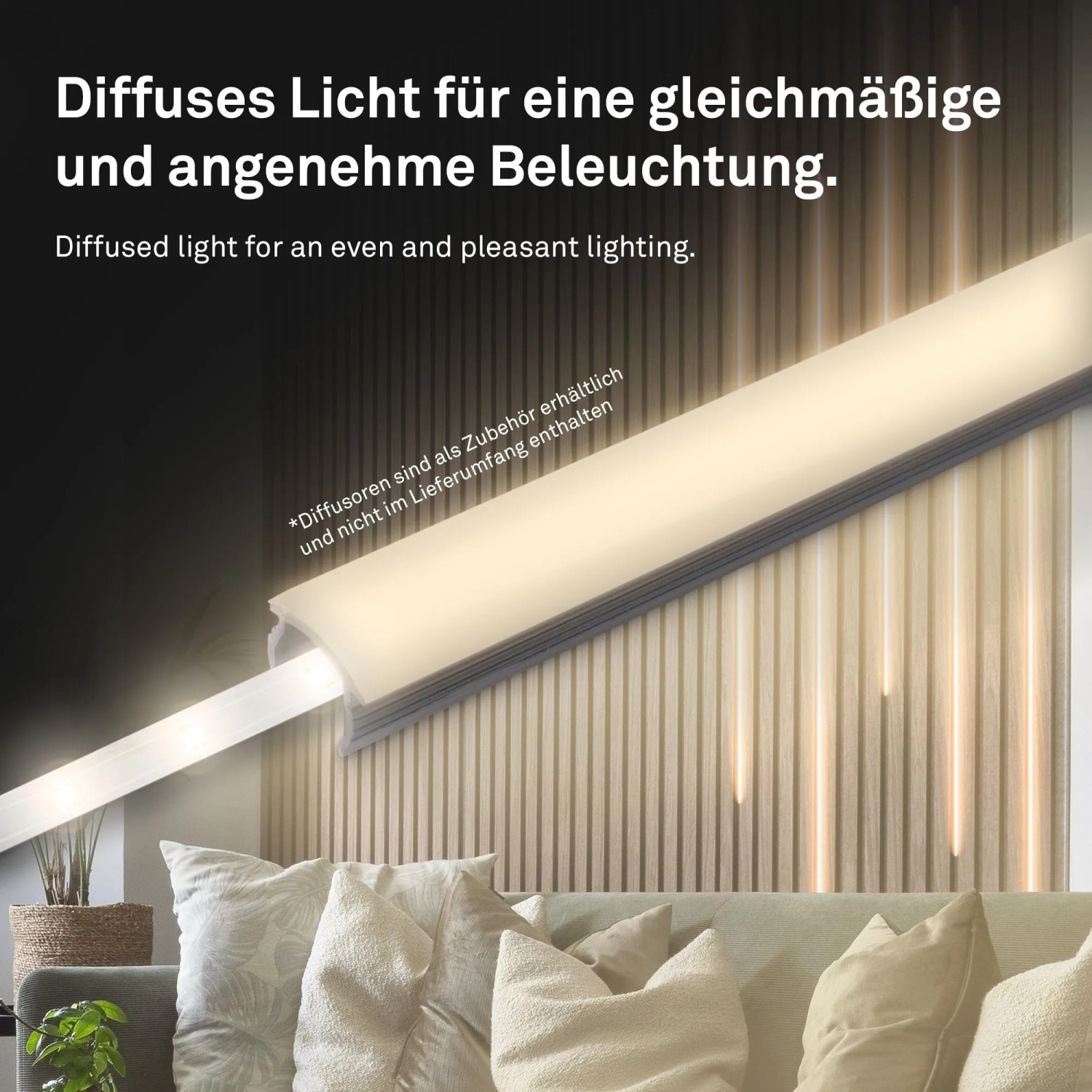 Briloner LED Band Ergänzungs-Set für Paneele, warmweißes Licht, 2,6 m, weiße Akzentbeleuchtung.