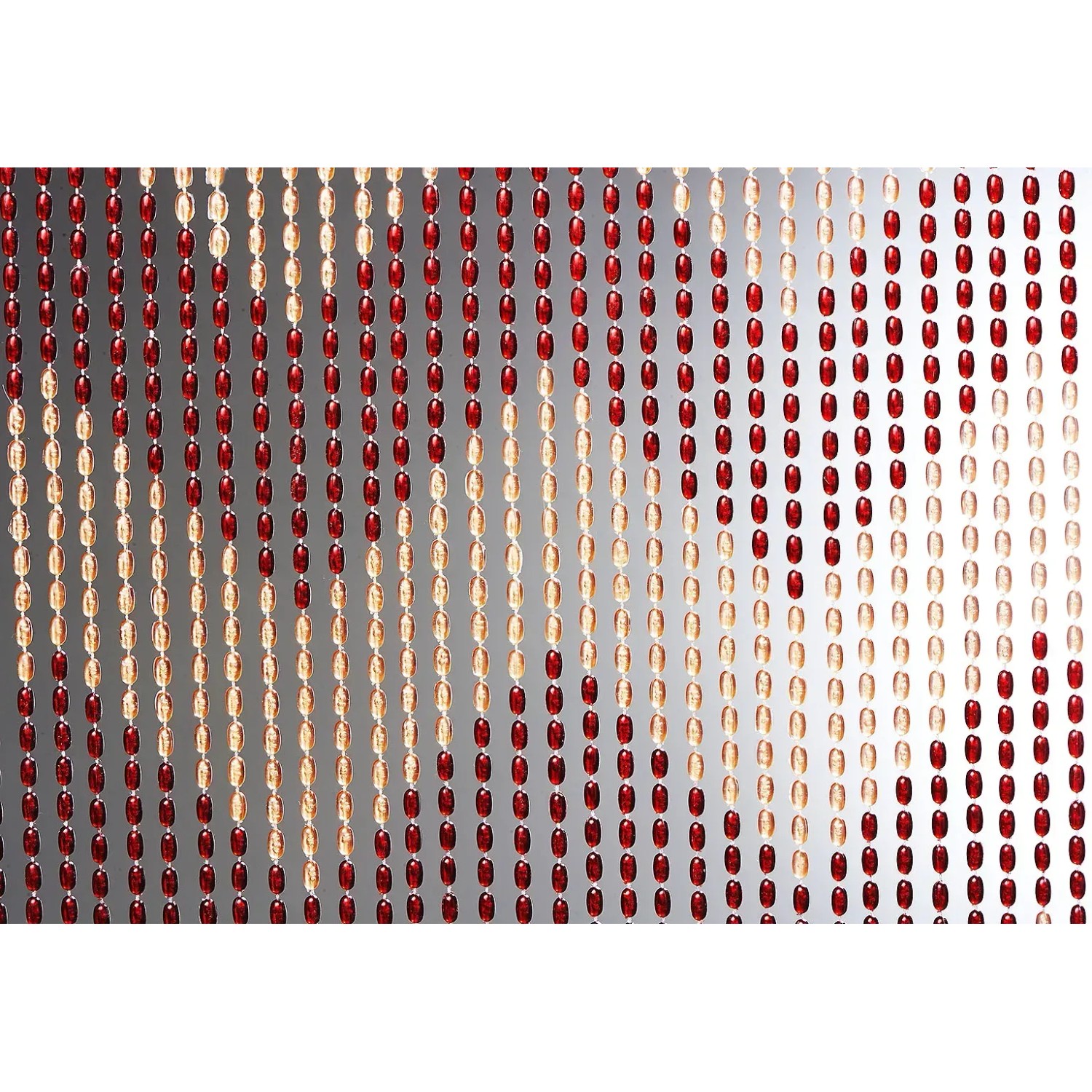 Kobolo Türvorhang ANGOLO mit roten und beigen Perlen als Insektenschutz und Deko, 90x200cm.