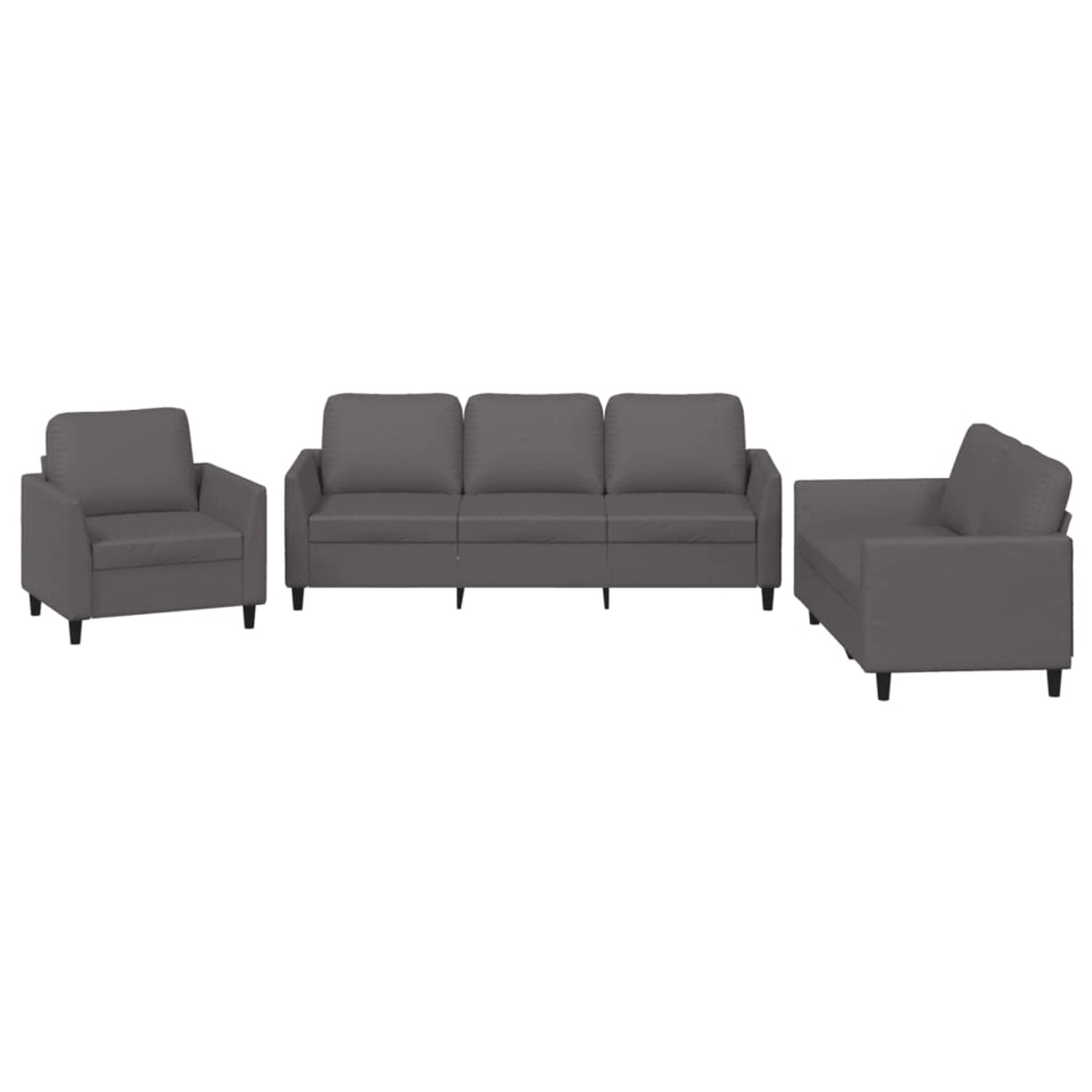 vidaXL 3-Tlg Sofagarnitur mit Kissen Grau Kunstleder 3201742 günstig online kaufen