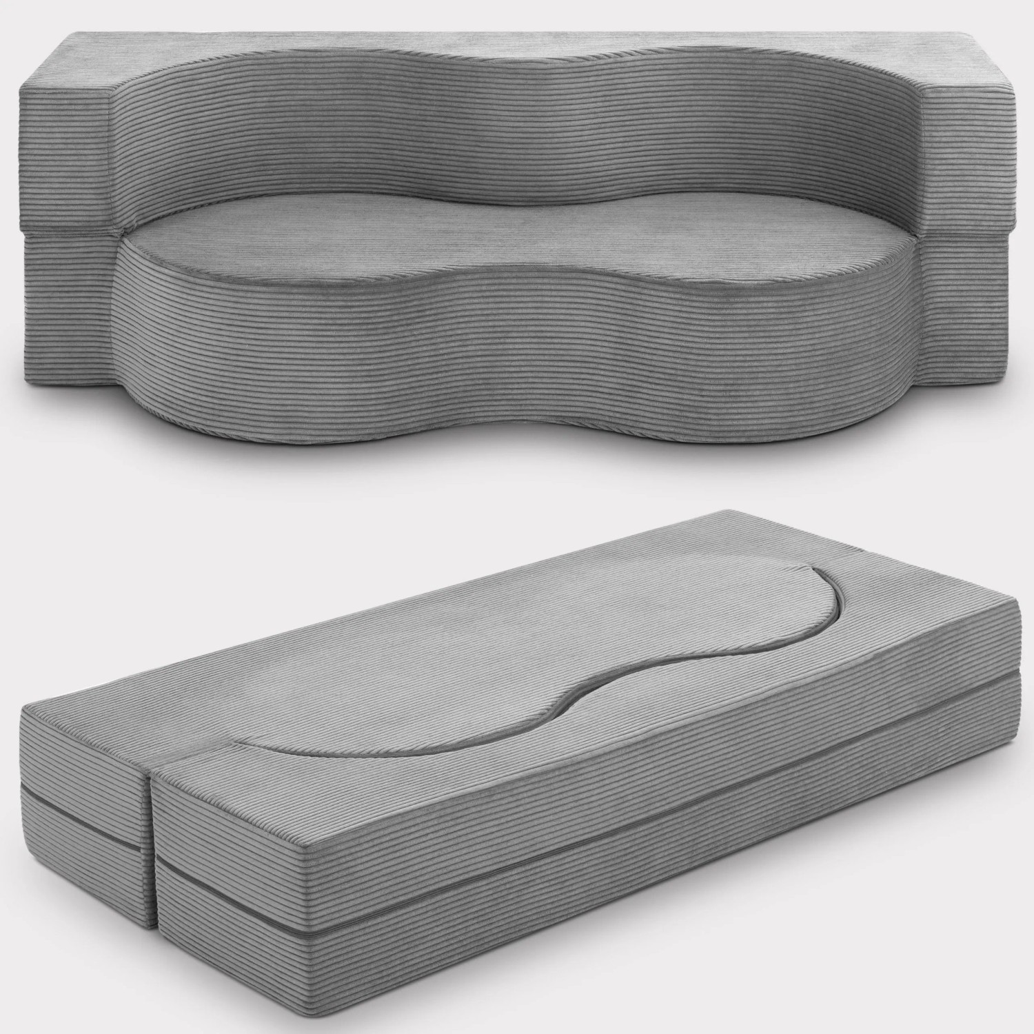 Beautissu Gästesofa Leova 200x90x30cm Hellgrau