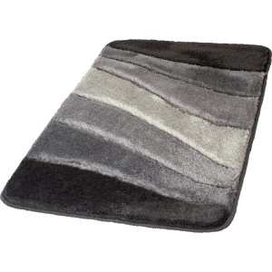 Meusch Badteppich Ocean Schiefer, 70x120 cm, mit grau abgestuften Streifen.