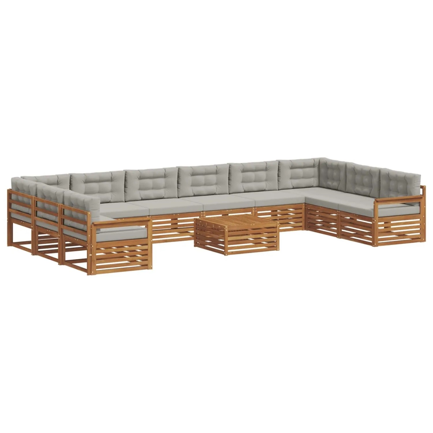 vidaXL Sofagarnituren 11 Tlg Natur und Hellgrau Massivholz Akazie 3374236