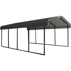 ShelterLogic Einzelcarport Rom in Anthrazit, Stahlkonstruktion mit Dach, 370x600 cm.