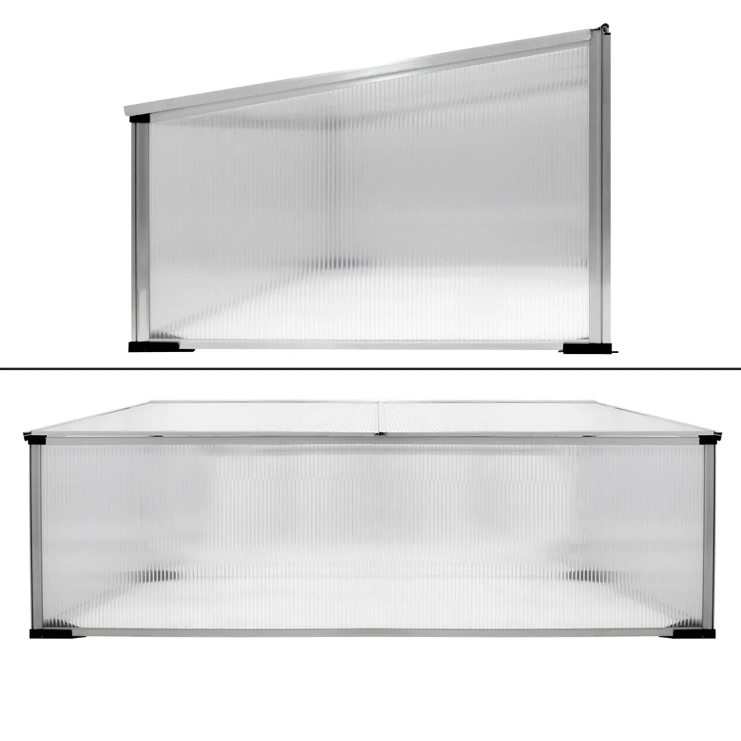 ECD Germany Alu Frühbeet Gewächshaus 100x60x40cm mit zweiteiligem Dach.