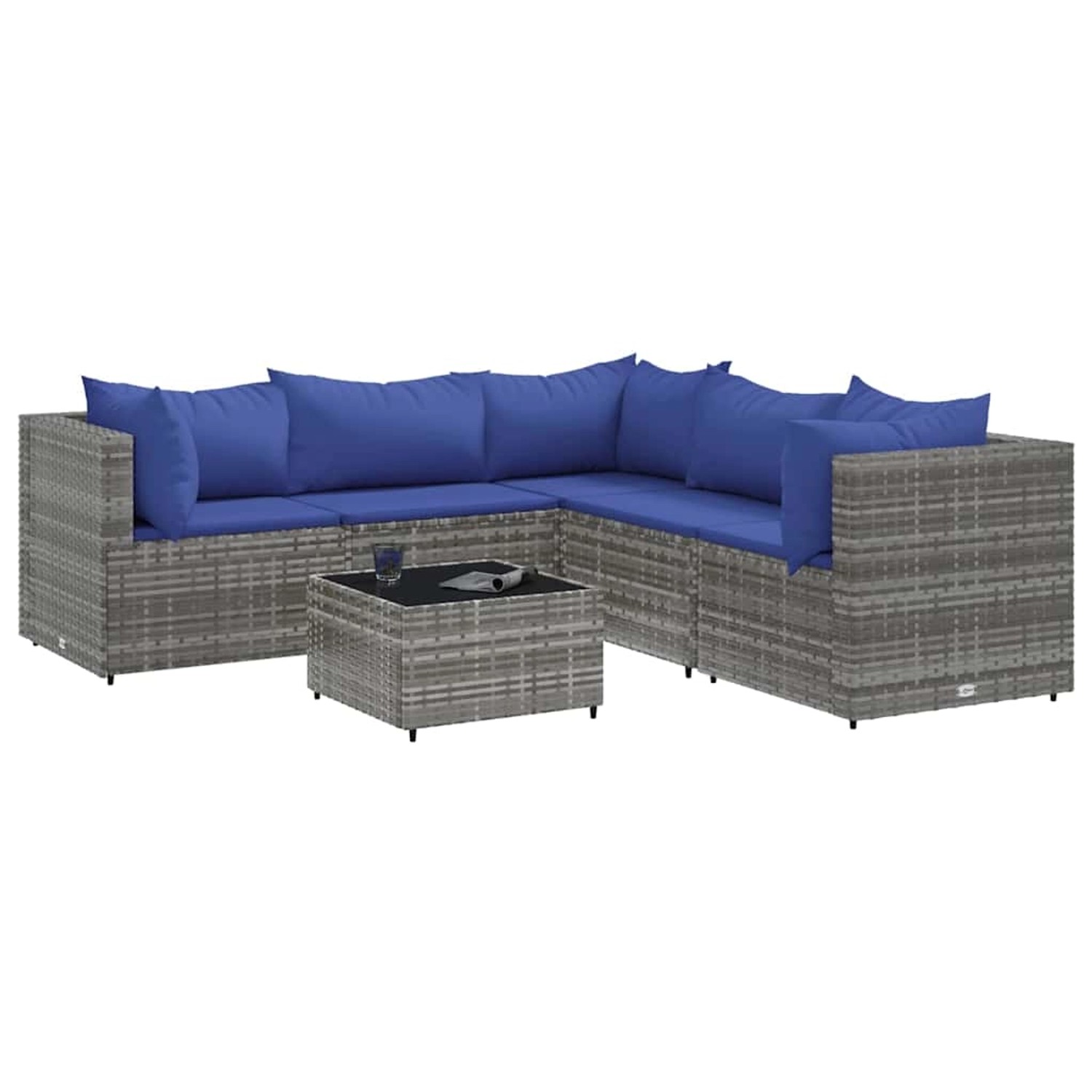 vidaXL 6-Tlg Garten-Lounge-Set mit Kissen Grau Poly Rattan 3308135 günstig online kaufen