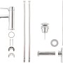 Posseik Siphon-Set mit Pop-Up Ablauf und Einhebelarmatur in Silber für Badmöbel.
