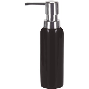 Kleine Wolke Seifenspender Pur Shiny Schwarz aus Steinzeug mit silberfarbener Pumpe.