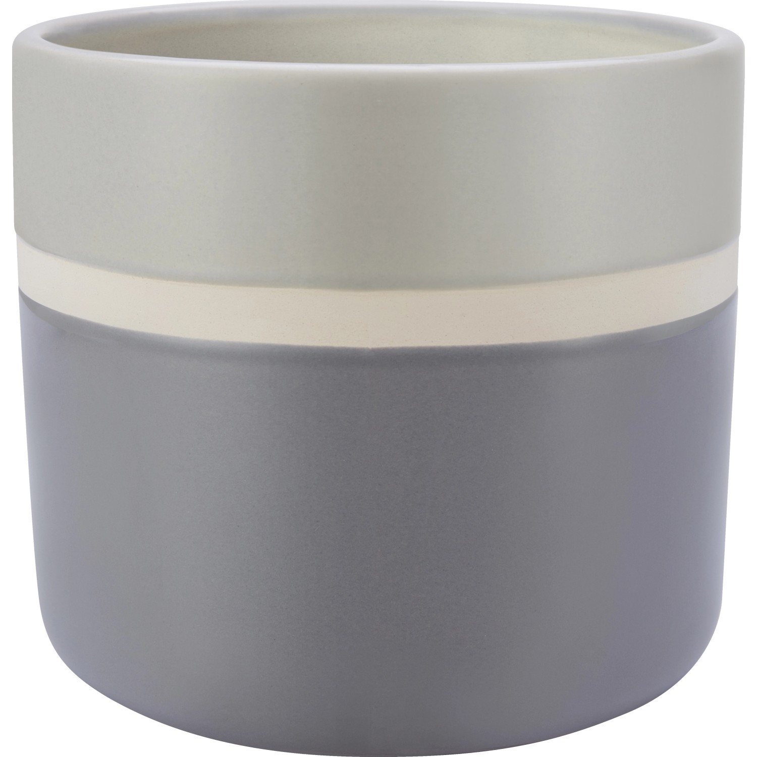 Pflanztopf Keramik Grau-Weiß Gestreift Glänzend Ø 16,4 x 14,5 cm günstig online kaufen