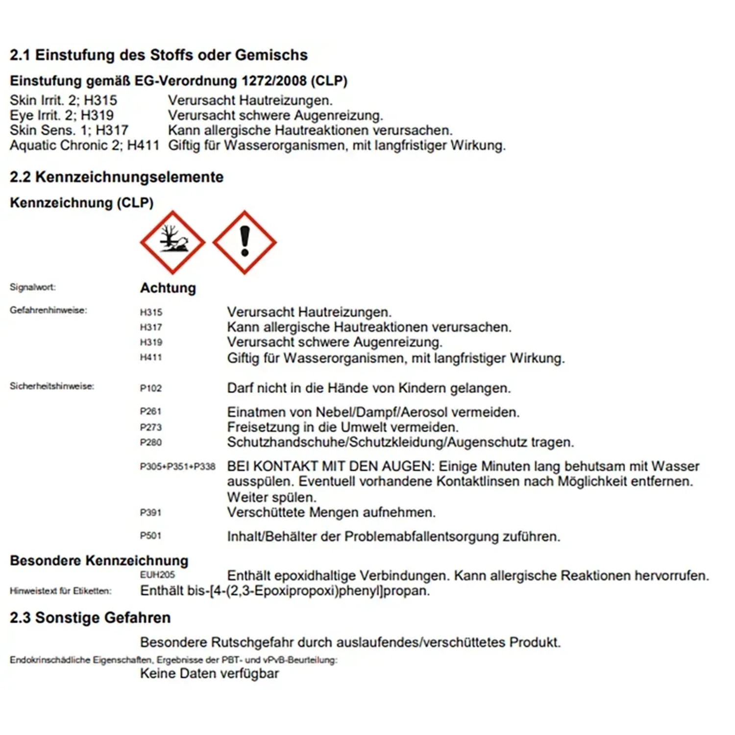 Sicherheitshinweise: Gefahrenzeichen und Warnhinweise für chemische Produkte.