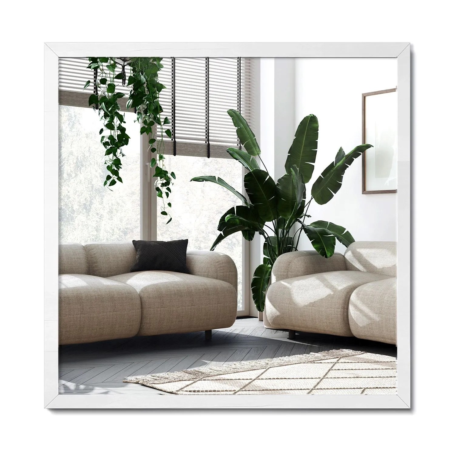 Wallfluent Wandspiegel Rechteckig Mit Rahmen 50x50 cm Spiegel Rechteckig Weißer Rahmen Spiegel Im Loft Style Mit Rahmen